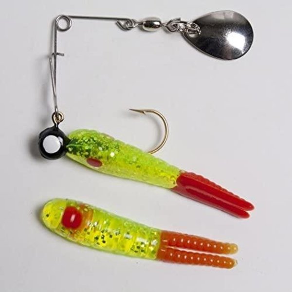 Betts 1-32 Split Tail Lure Chartreuse Red-Dot Red Tail #021ST-11 Betts 1/32 Split Tail Lure Chartreuse Red/Dot Red Tail #021ST-11