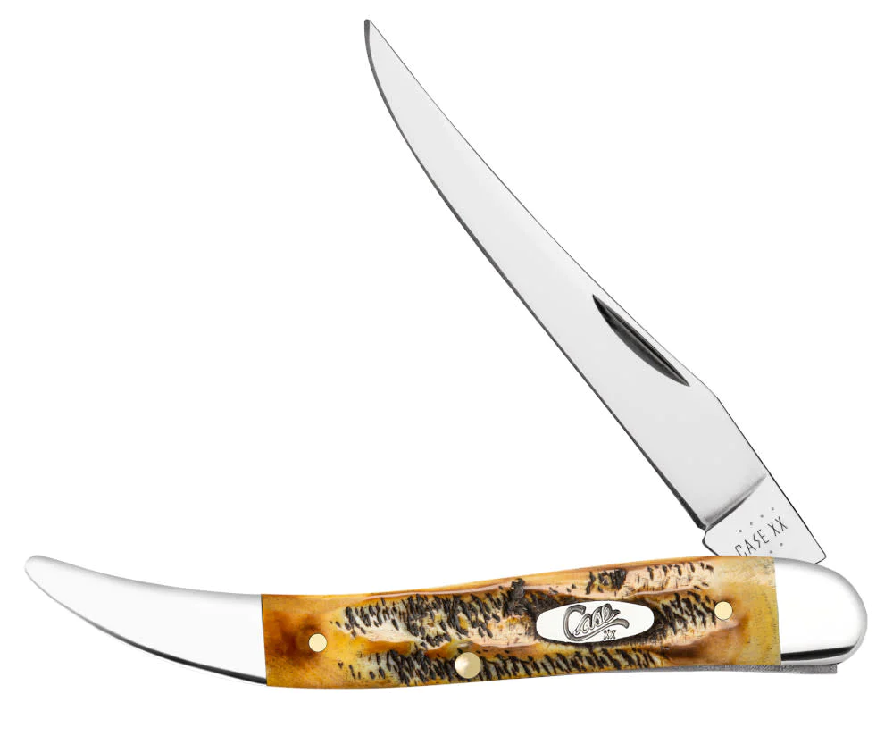 Case Knife 6.5 BoneStag Medium Texas Toothpick #C65328 Case Knife Synthetic Jig White Mini CopperLock #C65328