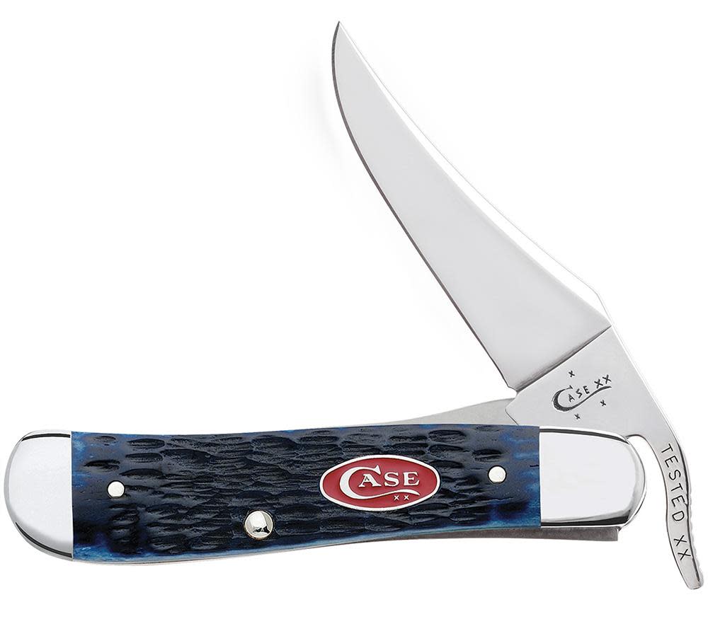 Case Knife Rogers Jig Navy Blue Bone RussLock #7057 Case Knife Rogers Jig Navy Blue Bone RussLock #7057