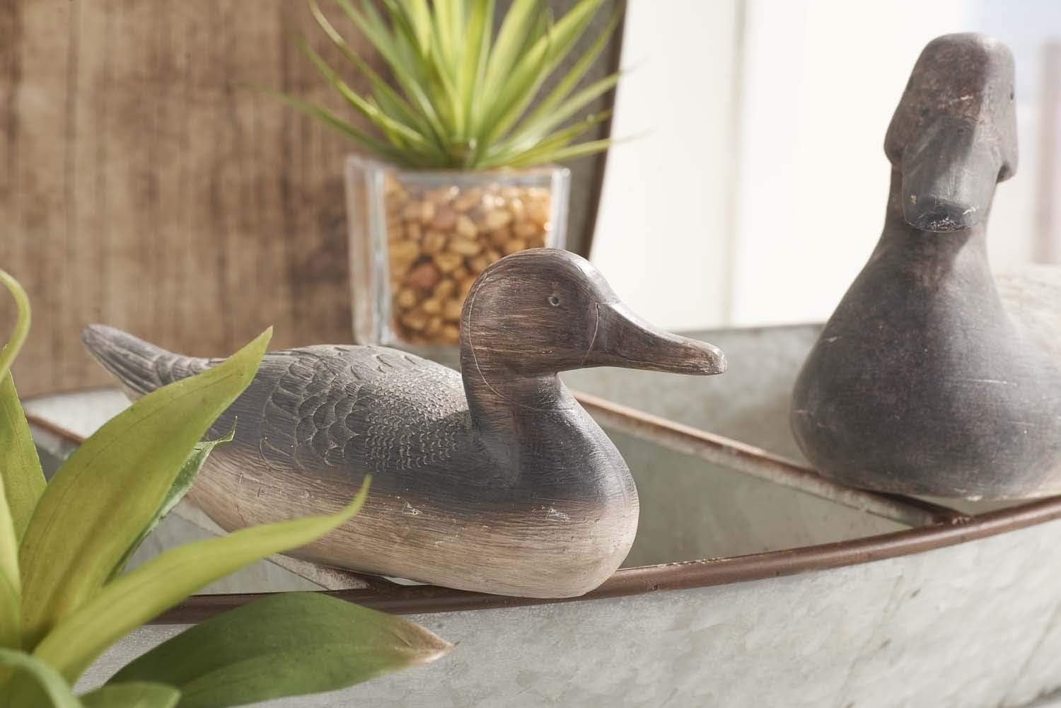 K & K Interiors Assorted Antique Grey And Cream Resin Duck Decoys #13964B K & K Interiors Assorted Antique Grey And Cream Resin Duck Decoys #13964B