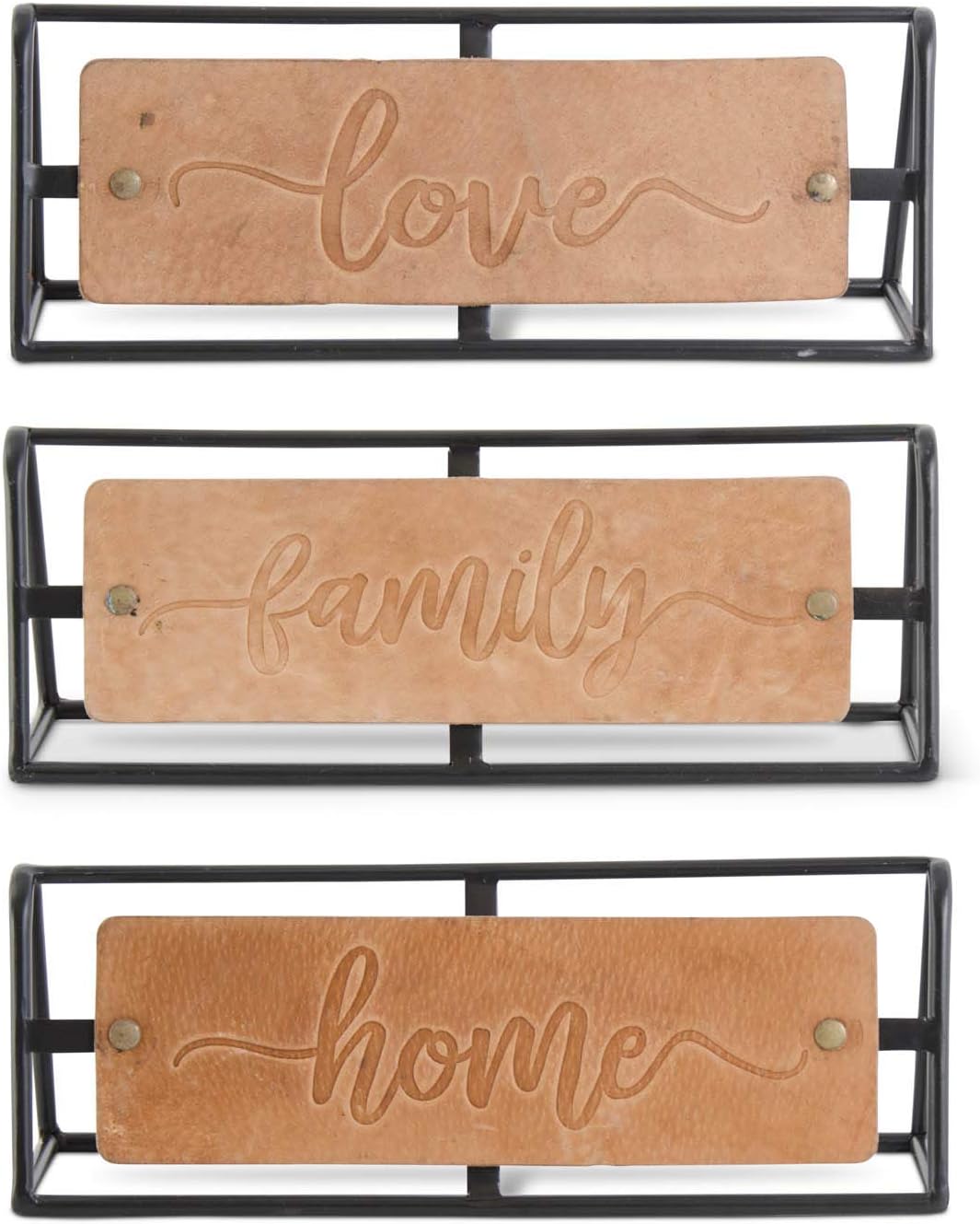 K&K Interiors Assorted 12' Black Metal Framed Embossed Leather Signs #16910A K&K Interiors Assorted 12" Black Metal Framed Embossed Leather Signs #16910A