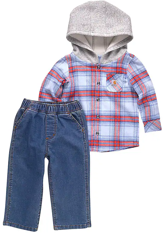 Carhartt Boys' Long-Sleeve Flannel Shirt & Denim Pants Set (Toddler) #CG8881 Carhartt Boys' Long-Sleeve Flannel Shirt & Denim Pants Set (Toddler) #CG8881