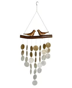 Woodstock Chimes Love Birds Capiz Chime Natural #BIRDN
