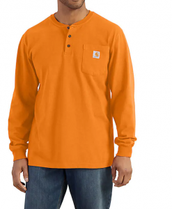 Carhartt Men's Loose Fit Heavyweight LS Pocket Henley T-Shirt - Marmalade Heather #K128