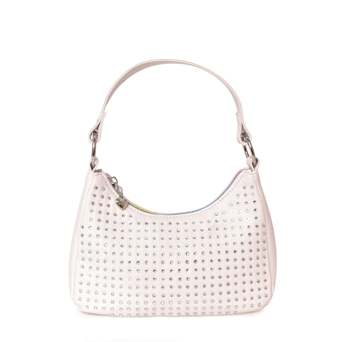 Omg Accessories White Rhinestone Crescent Bag #OMG-MH116 Omg Accessories White Rhinestone Crescent Bag #OMG-MH116