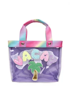 Omg Accessories Vacay Clear Mini Tote Bag Purple #VCAY-MBT05