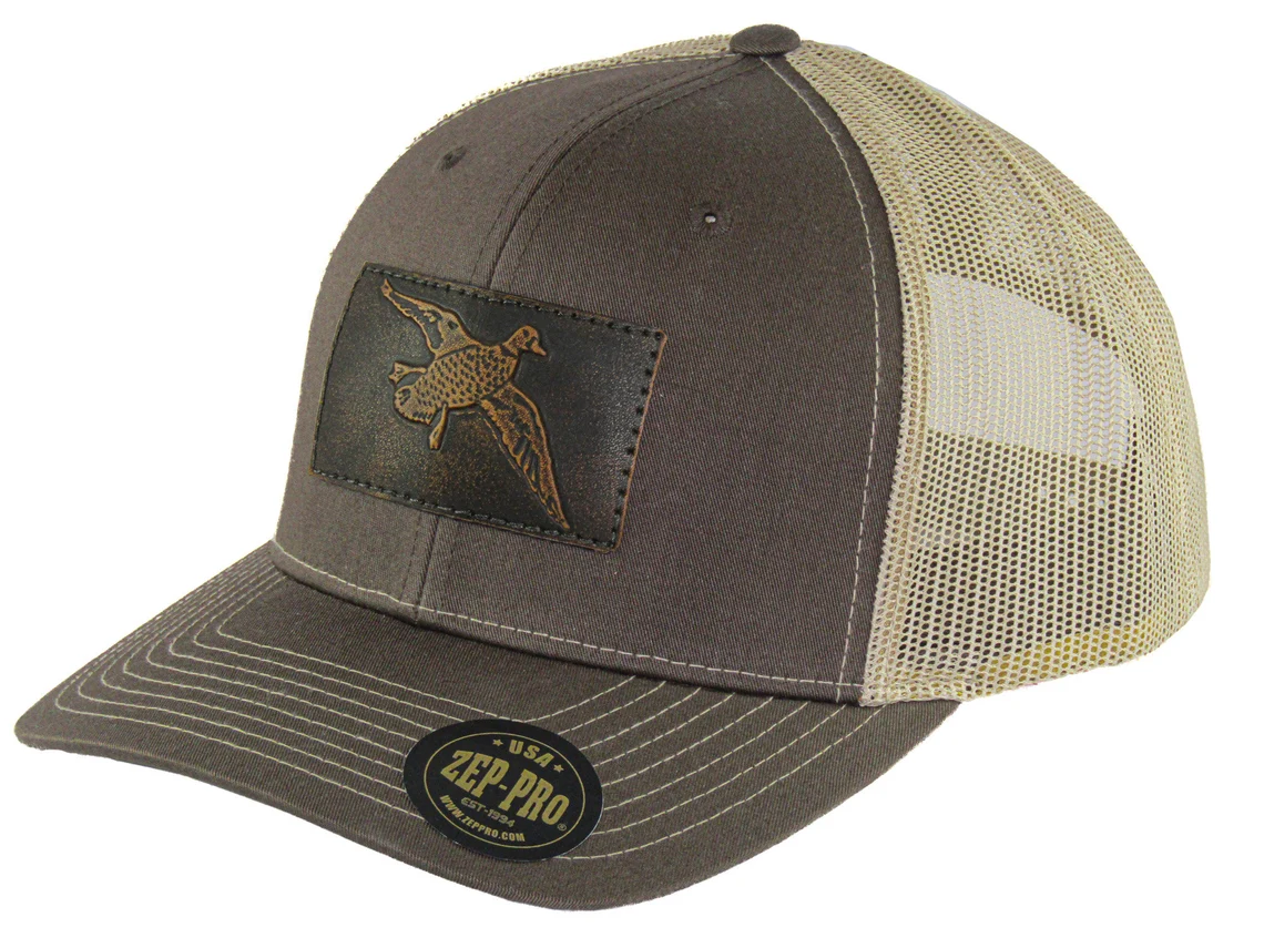 Zep-Pro Mallard Leather Patch Brown/Khaki Hat #HRPBR-MAL Zep-Pro Mallard Leather Patch Brown/Khaki Hat #HRPBR-MAL