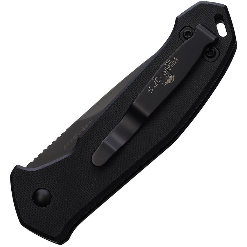 Bear & Son Auto Bold Black Button Lock Knife Black Handles #AC-521-B4-B Bear & Son Auto Bold Black Button Lock Knife Black Handles #AC-521-B4-B