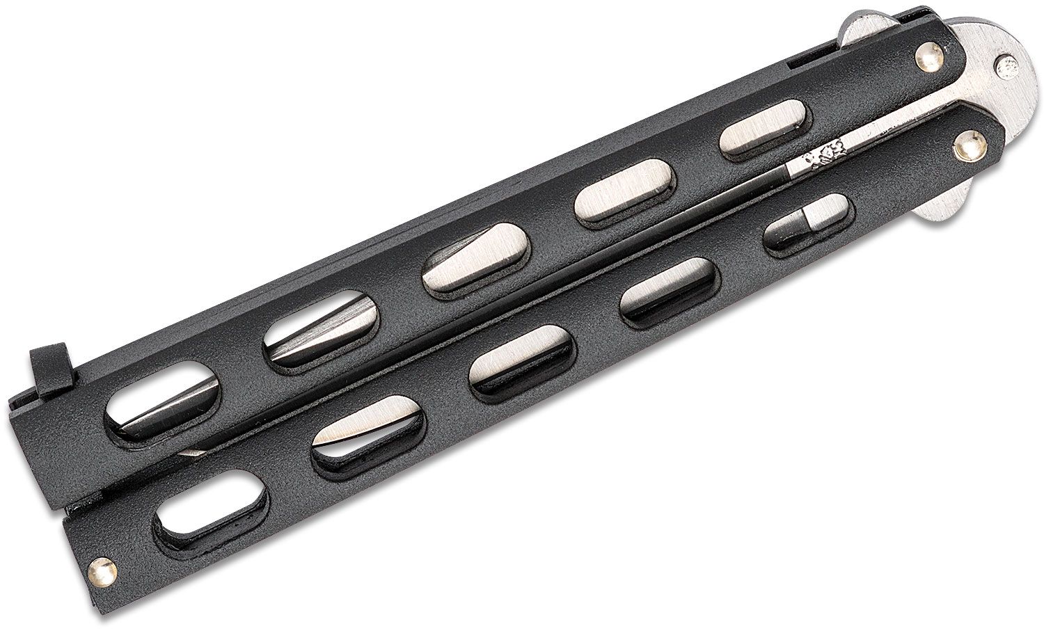 Bear & Son Butterfly Knife 5" Blade Black Handle - Latch Lock #114B Bear & Son Butterfly Knife 5" Blade Black Handle - Latch Lock #114B