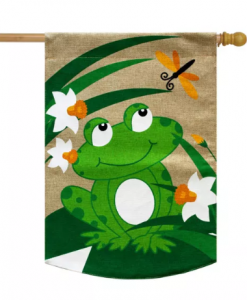 Briarwood Lane Happy Frog Burlap Summer House Flag #HFBL-H00863