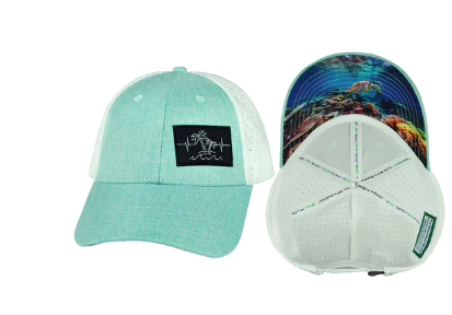 TEAL The Heartbeat Brand Beach Hat Shallow Fit Ponytail - Teal/White #BEACH-6SLWPTTLTXWLS