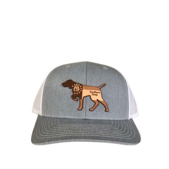 Southern Snap Company Leather Patch Hat Heather/White #SSLPHW Southern Snap Company Leather Patch Hat Heather/White #SSLPHW