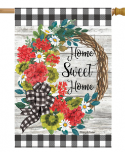 Briarwood Lane Geranium Wreath Summer House Flag #HFBL-H01809