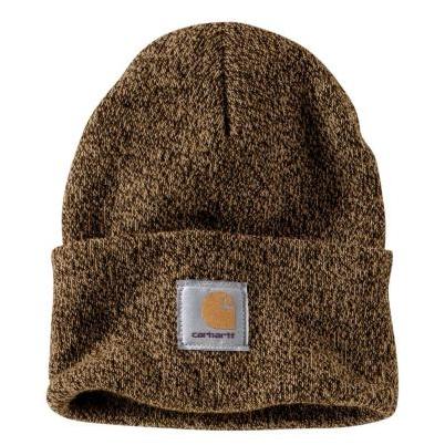 Dark Brown/Sandstone Carhartt Knit Cuffed Beanie #A18