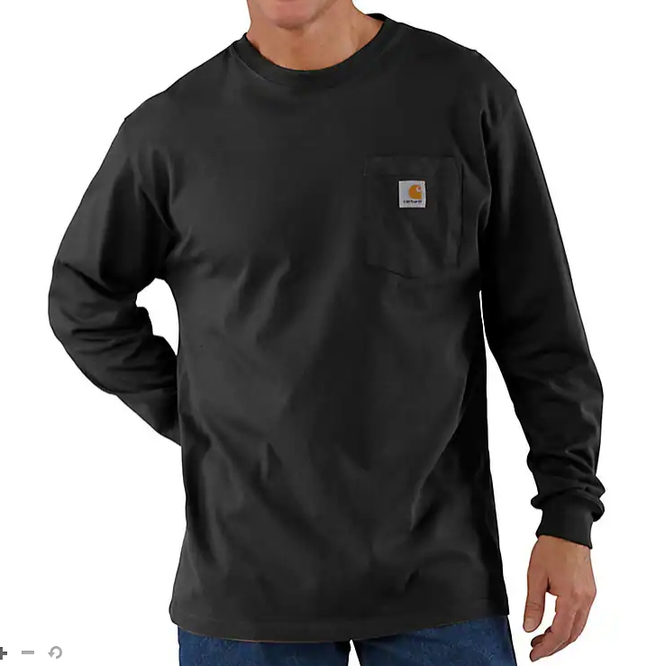 BLACK K126 Carhartt Loose Fit Heavyweight Long-Sleeve Pocket T-Shirt #K126