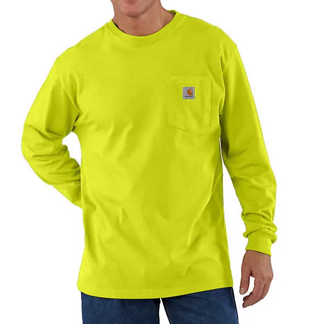 BRITE LIME K126 Carhartt Loose Fit Heavyweight Long-Sleeve Pocket T-Shirt #K126