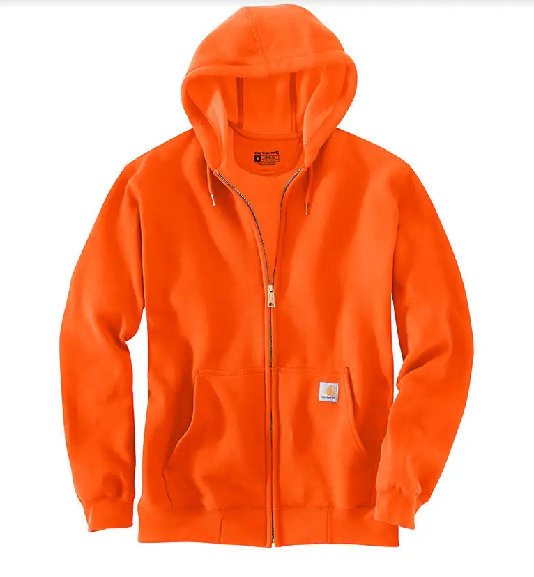 BRITE ORANGE Carhartt Loose Fit Midweight Full-Zip Sweatshirt #K122