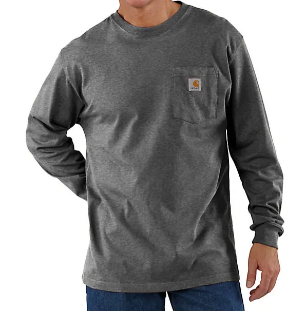 CARBON HEATHER K126 Carhartt Loose Fit Heavyweight Long-Sleeve Pocket T-Shirt #K126