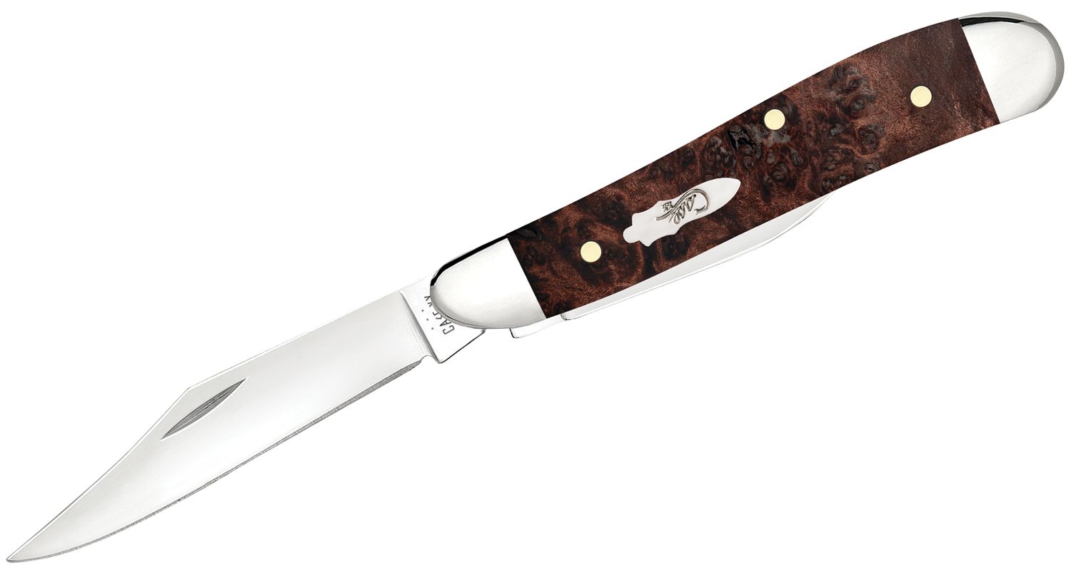 Case Brown Maple Burl Wood Peanut Pocket Knife #64059 Case Brown Maple Burl Wood Peanut Pocket Knife #64059