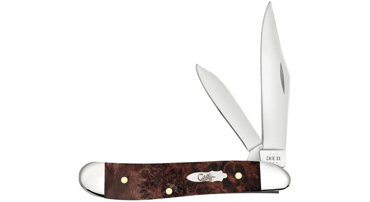 Case Brown Maple Burl Wood Peanut Pocket Knife #64059 Case Brown Maple Burl Wood Peanut Pocket Knife #64059