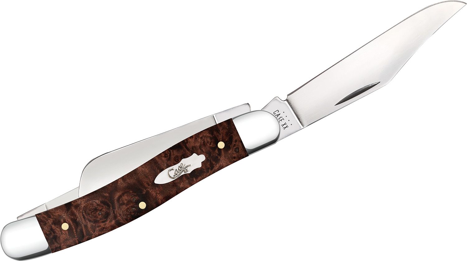Case Brown Maple Burl Wood Stockman Pocket Knife #64065 Case Brown Maple Burl Wood Stockman Pocket Knife #64065
