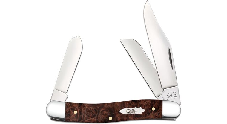 Case Brown Maple Burl Wood Stockman Pocket Knife #64065