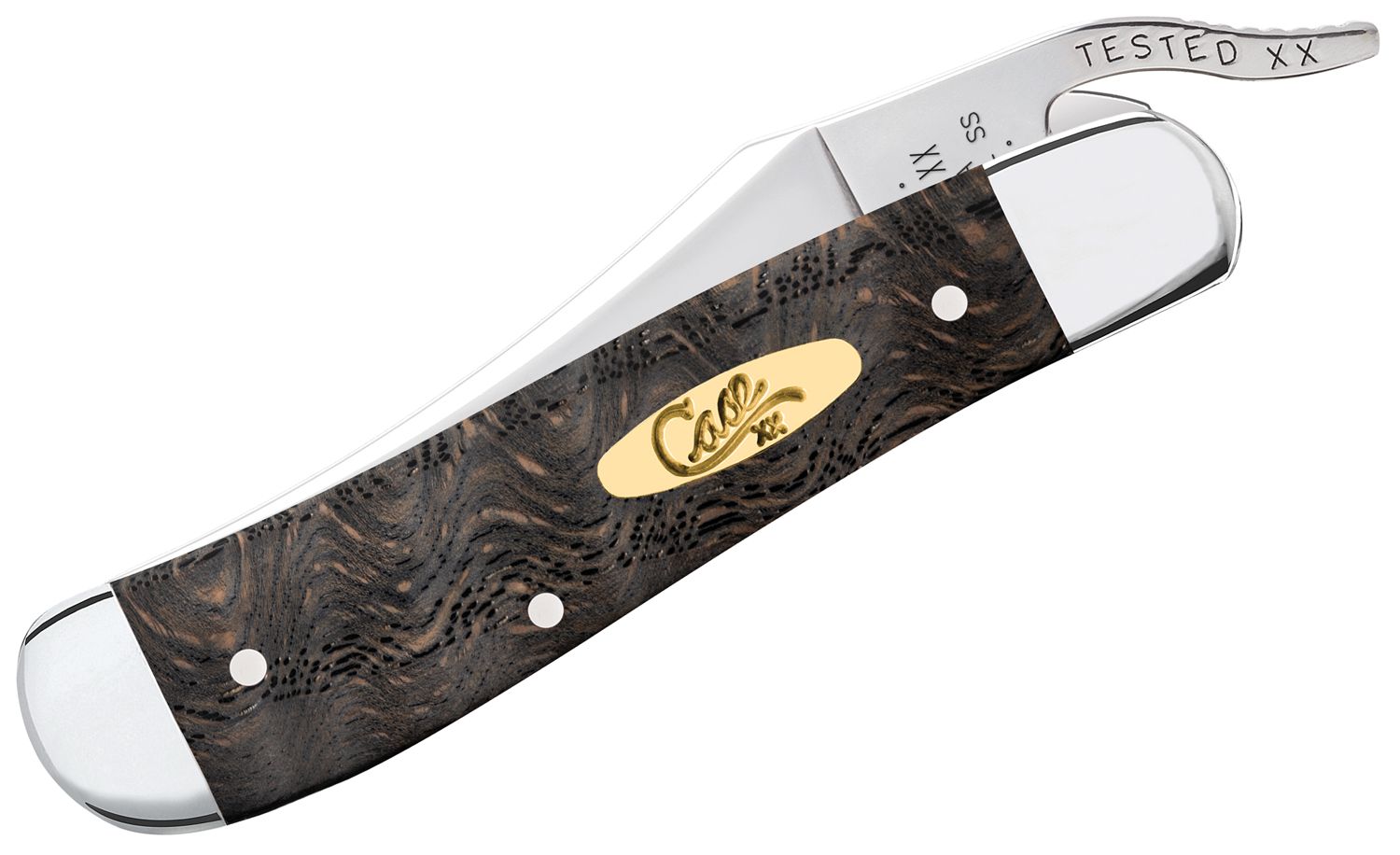 Case Smooth Black Curly Oak RussLock Pocket Knife #14002 Case Smooth Black Curly Oak RussLock Pocket Knife #14002