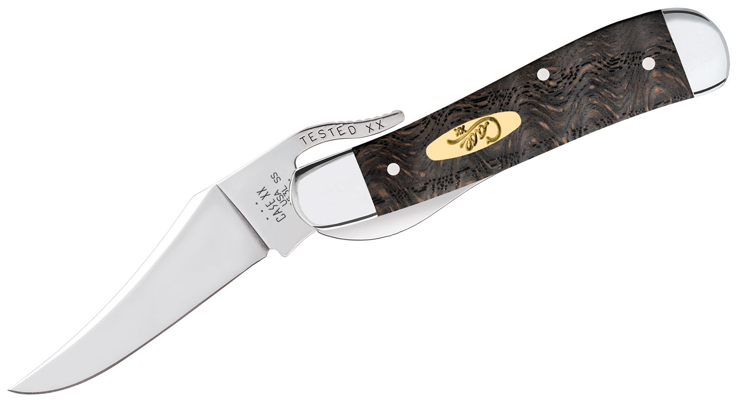 Case Smooth Black Curly Oak RussLock Pocket Knife #14002 Case Smooth Black Curly Oak RussLock Pocket Knife #14002