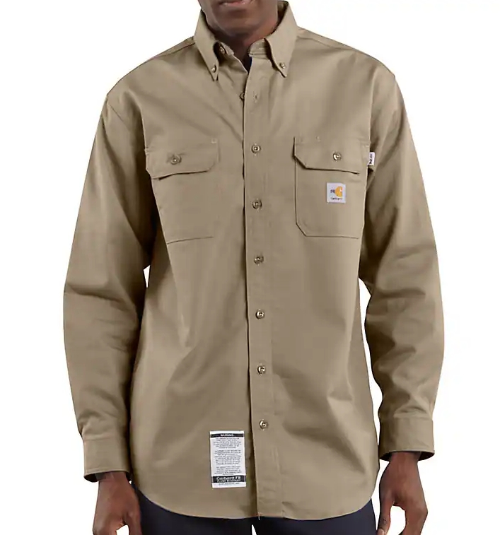KHAKI FRS160 Carhartt Flame-Resistant Classic Twill Shirt #FRS160