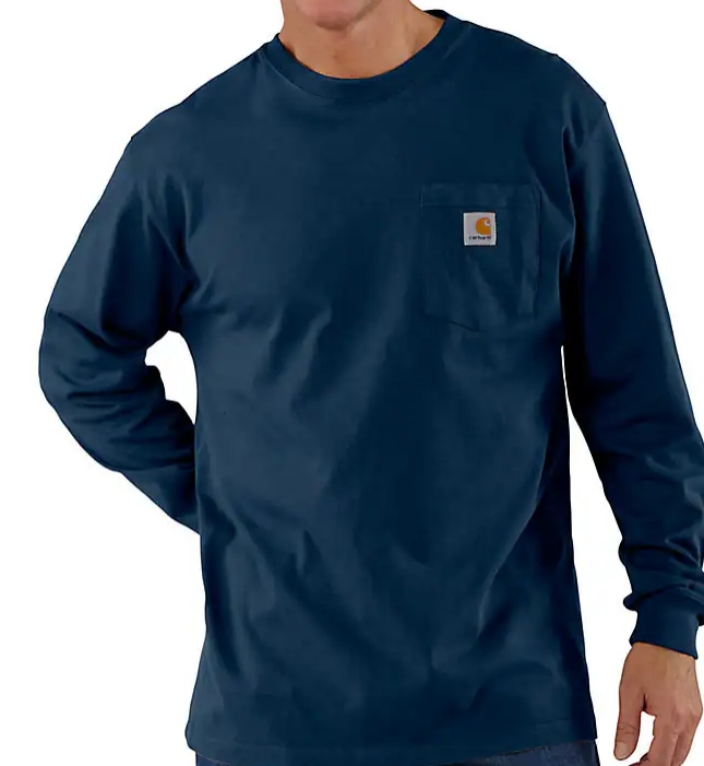 NAVY K126 Carhartt Loose Fit Heavyweight Long-Sleeve Pocket T-Shirt #K126