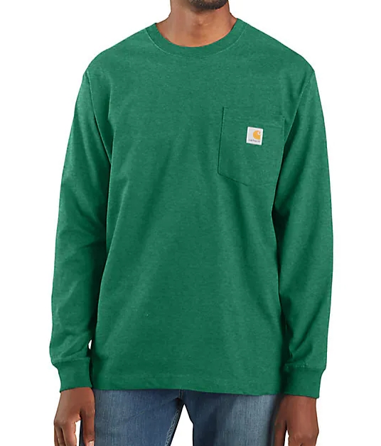 NORTH WOODS HEATHER K126 Carhartt Loose Fit Heavyweight Long-Sleeve Pocket T-Shirt #K126