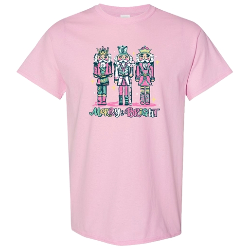 Southern Couture Soft Merry And Bright Nutcracker Tee - Light Pink Southern Couture Soft Merry And Bright Nutcracker Tee - Light Pink