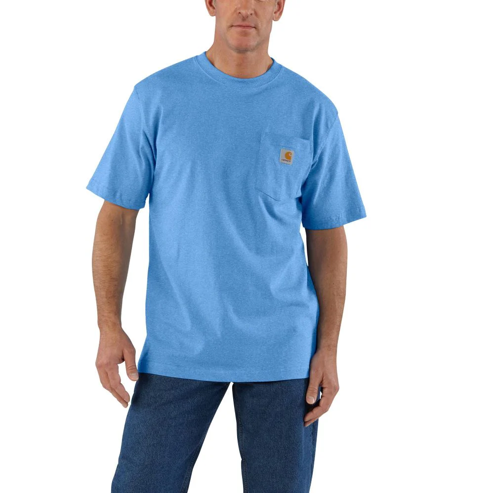 BLUE LAGOON HEATHER K87 Carhartt Loose Fit Heavyweight Short-Sleeve Pocket T-Shirt #K87