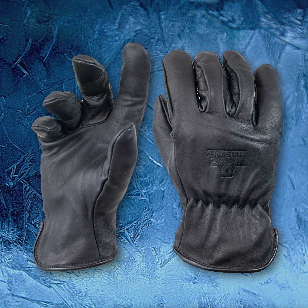 Bear Knuckle Fleece-Lined Water Resistant Black Leather Cowhide Driver Gloves #D409 Bear Knuckle Fleece-Lined Water Resistant Black Leather Cowhide Driver Gloves #D409