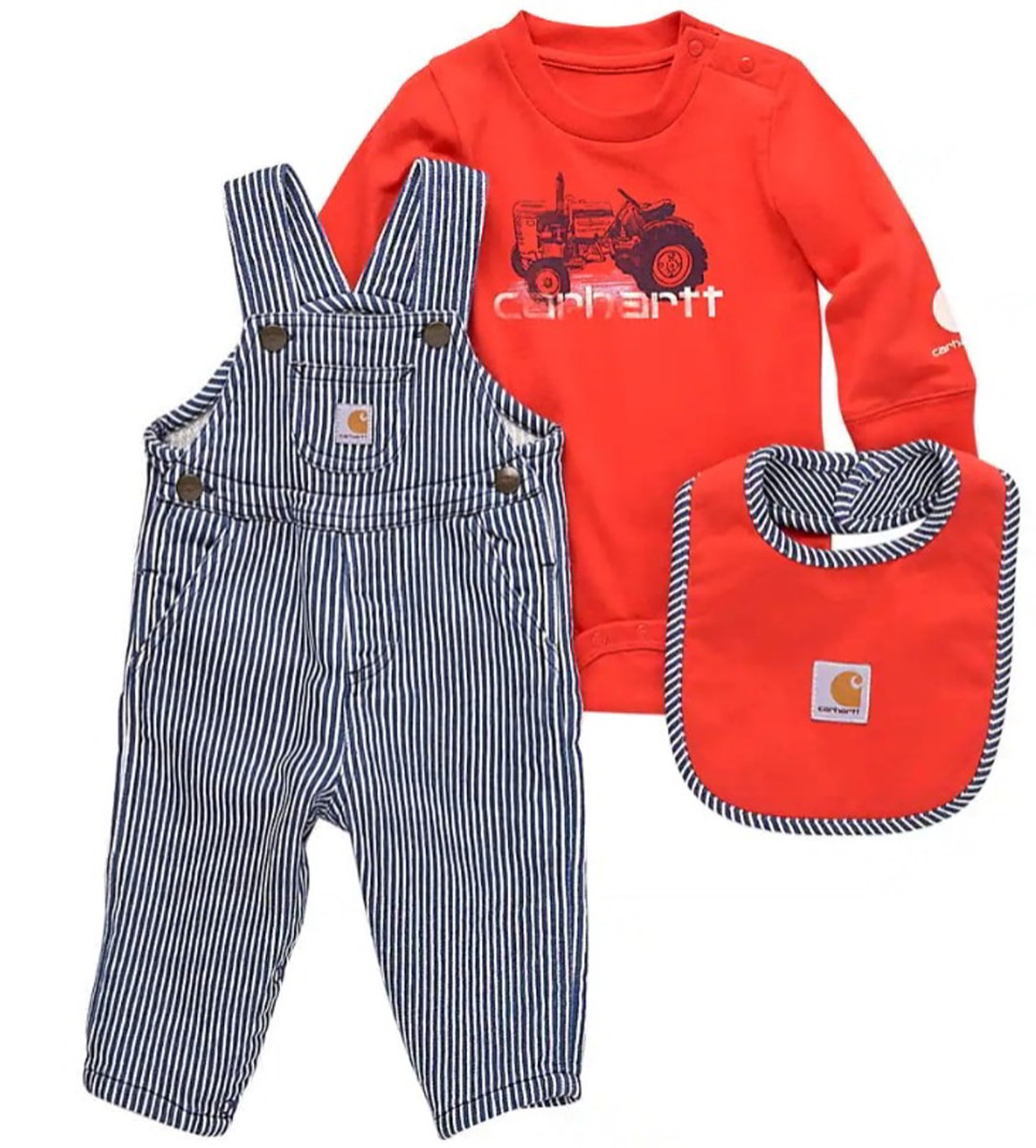 Carhartt Baby Long-Sleeve Onesie, Overall & Bib Set #CG8879 Carhartt Baby Long-Sleeve Onesie, Overall & Bib Set #CG8879