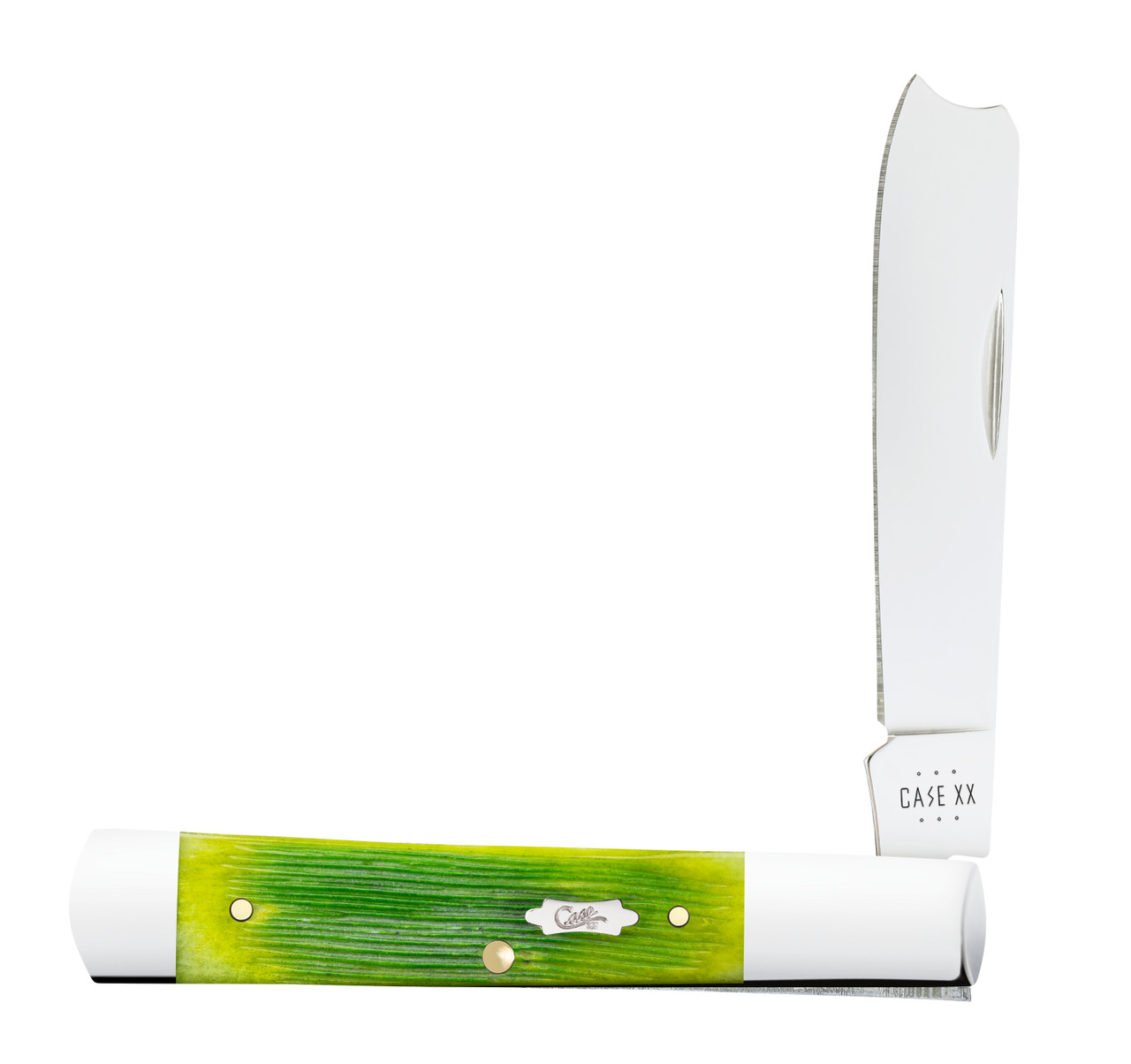 Case Lime Green Barnboard Jigged Bone 05 Razor 2024 Vault Pattern Folding Knife #61042