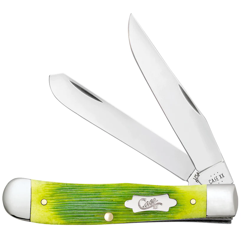 Case Trapper Barnboard Jig Lime Green Bone Stainless Steel Pocket Knife #61040 Case Trapper Barnboard Jig Lime Green Bone Stainless Steel Pocket Knife #61040