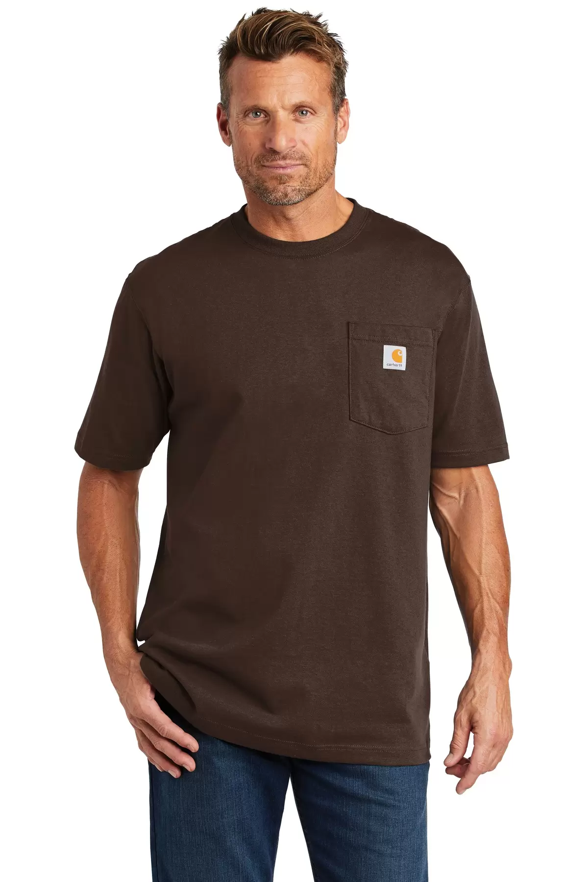 DARK BROWN K87 Carhartt Loose Fit Heavyweight Short-Sleeve Pocket T-Shirt #K87