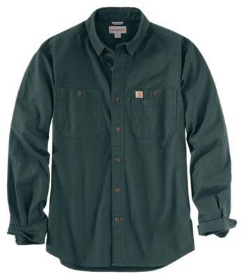 DARK GREEN 103554 Carhartt Rugged Flex Relaxed Fit Midweight Canvas Long-Sleeve Shirt #103554