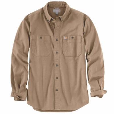 DARK KHAKI 103554 Carhartt Rugged Flex Relaxed Fit Midweight Canvas Long-Sleeve Shirt #103554
