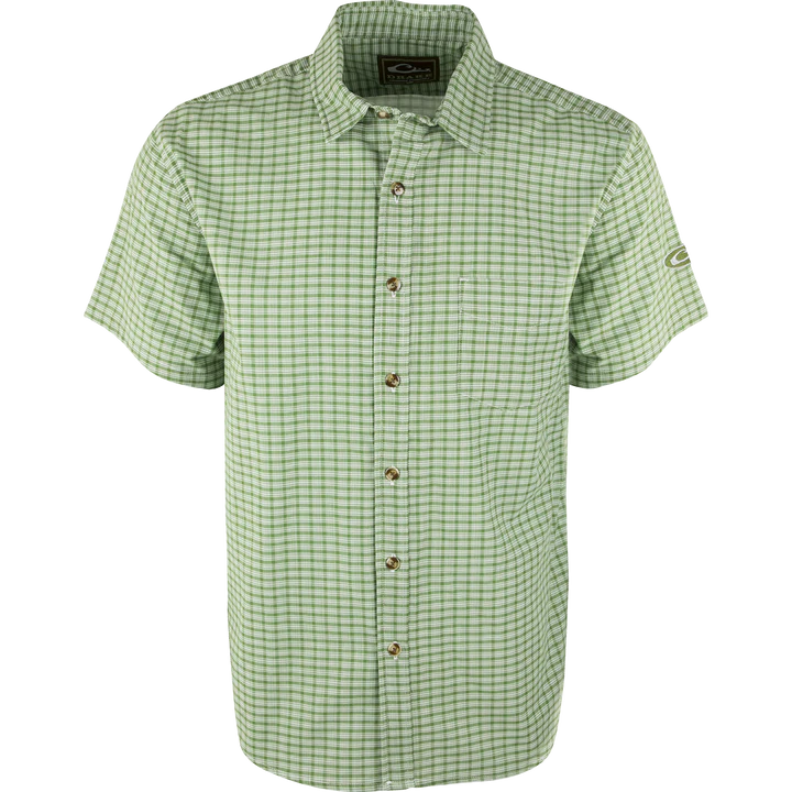 DEEP GREEN PLAID DS2003 Drake NeverTuck Shirt Short Sleeve #DS2003