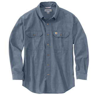 DENIM BLUE CHAMBRAY 104368 Carhartt Loose Fit Midweight Chambray Long-Sleeve Shirt #104368