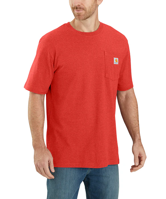 FIRE RED HEATHER Carhartt Loose Fit Heavyweight Short-Sleeve Pocket T-Shirt #K87