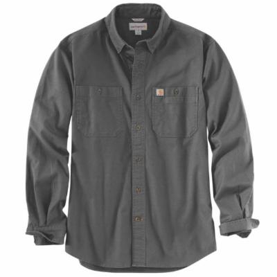 GRAVEL 103554 Carhartt Rugged Flex Relaxed Fit Midweight Canvas Long-Sleeve Shirt #103554