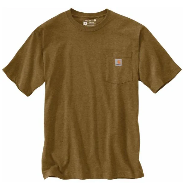 OIL WALNUT HEATHER K87 Carhartt Loose Fit Heavyweight Short-Sleeve Pocket T-Shirt #K87