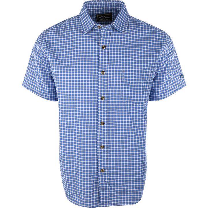 ROYAL BLUE PLAID DS2003 Drake NeverTuck Shirt Short Sleeve #DS2003