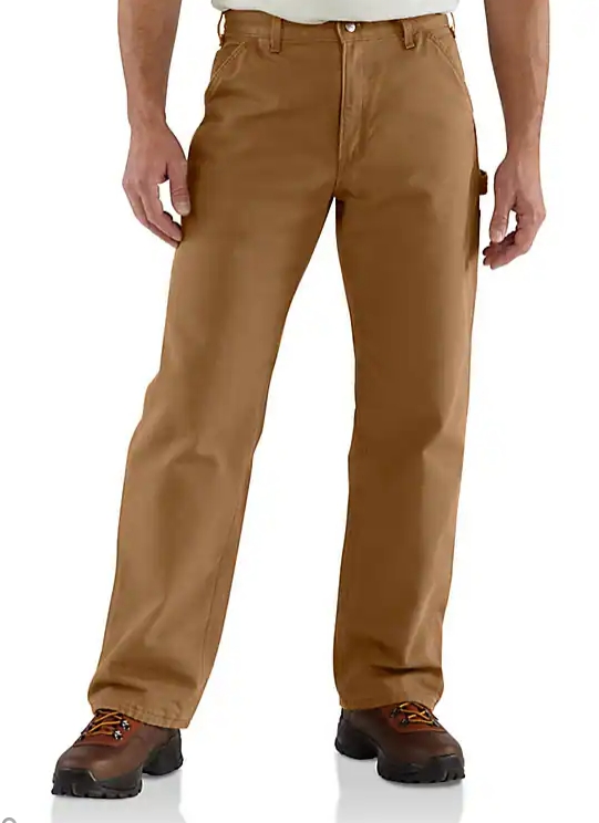 CARHARTT BROWN B111 Carhartt Loose Fit Washed Duck Flannel - Lined Utility Work Pant #B111