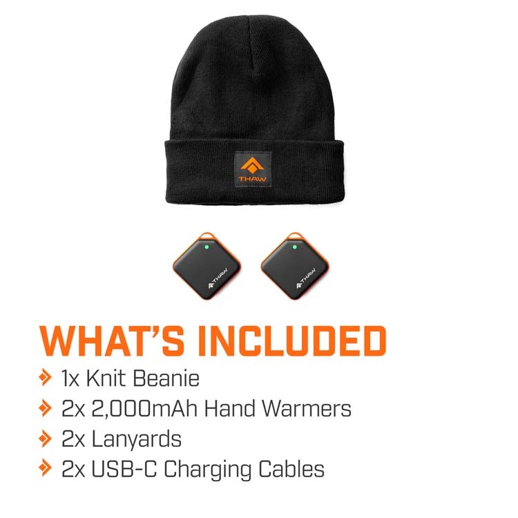 THAW 2K Rechargeable Hand Warmers And Knit Beanie #THA-BND-0002 THAW 2K Rechargeable Hand Warmers And Knit Beanie #THA-BND-0002