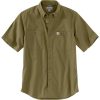 Carhartt Rugged Flex Relaxed Fit Midweight Canvas Short-Sleeve Shirt - Military Olive #103555