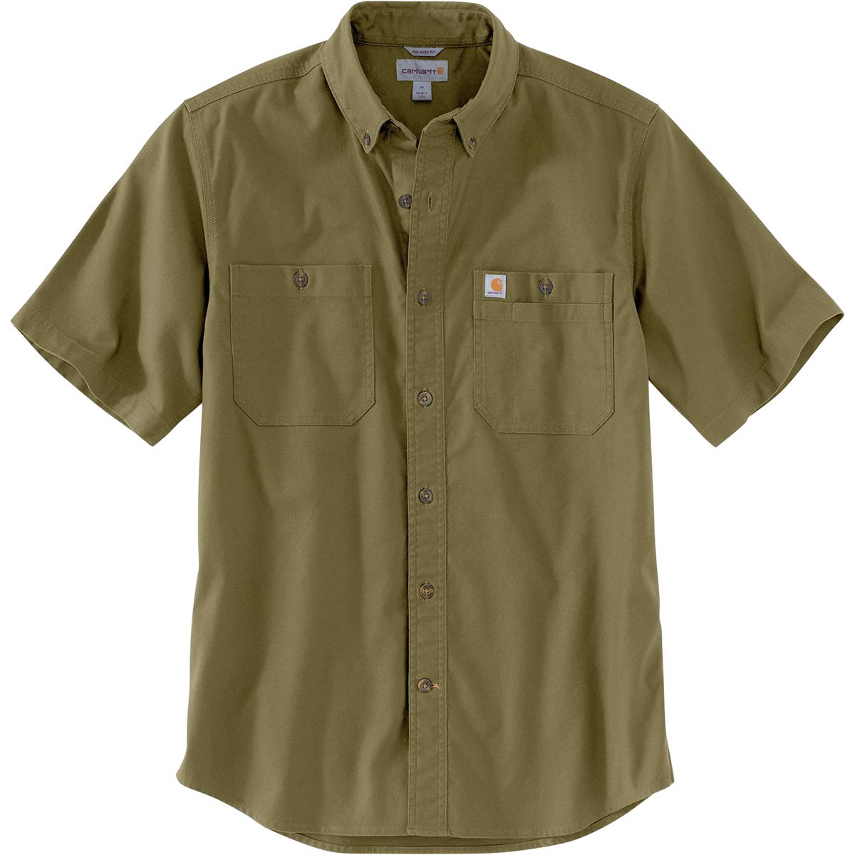 Carhartt Rugged Flex Relaxed Fit Midweight Canvas Short-Sleeve Shirt - Military Olive #103555 Carhartt Rugged Flex Relaxed Fit Midweight Canvas Short-Sleeve Shirt - Military Olive #103555
